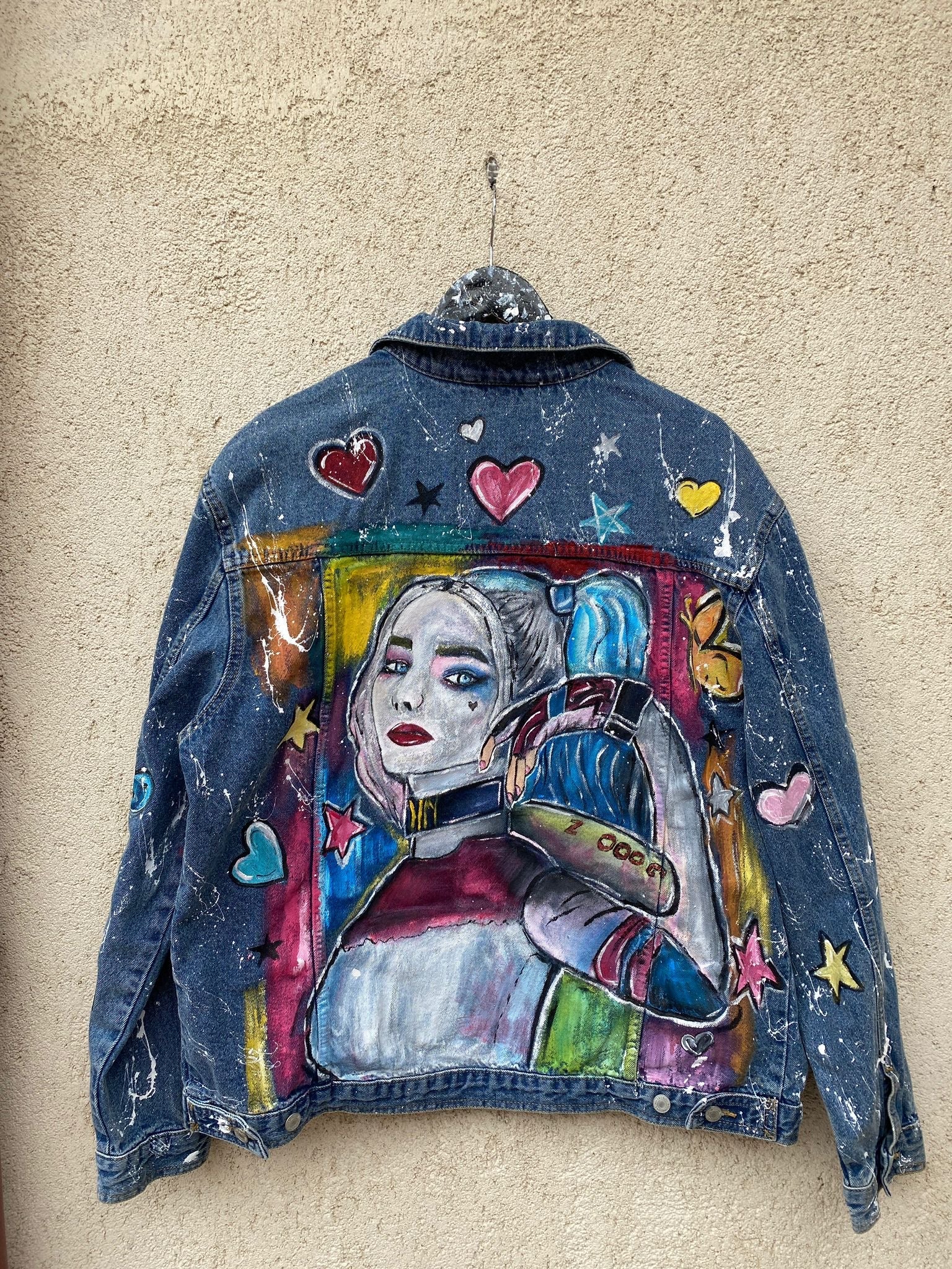 Jacheta denim handpainted - Allabout_painting
