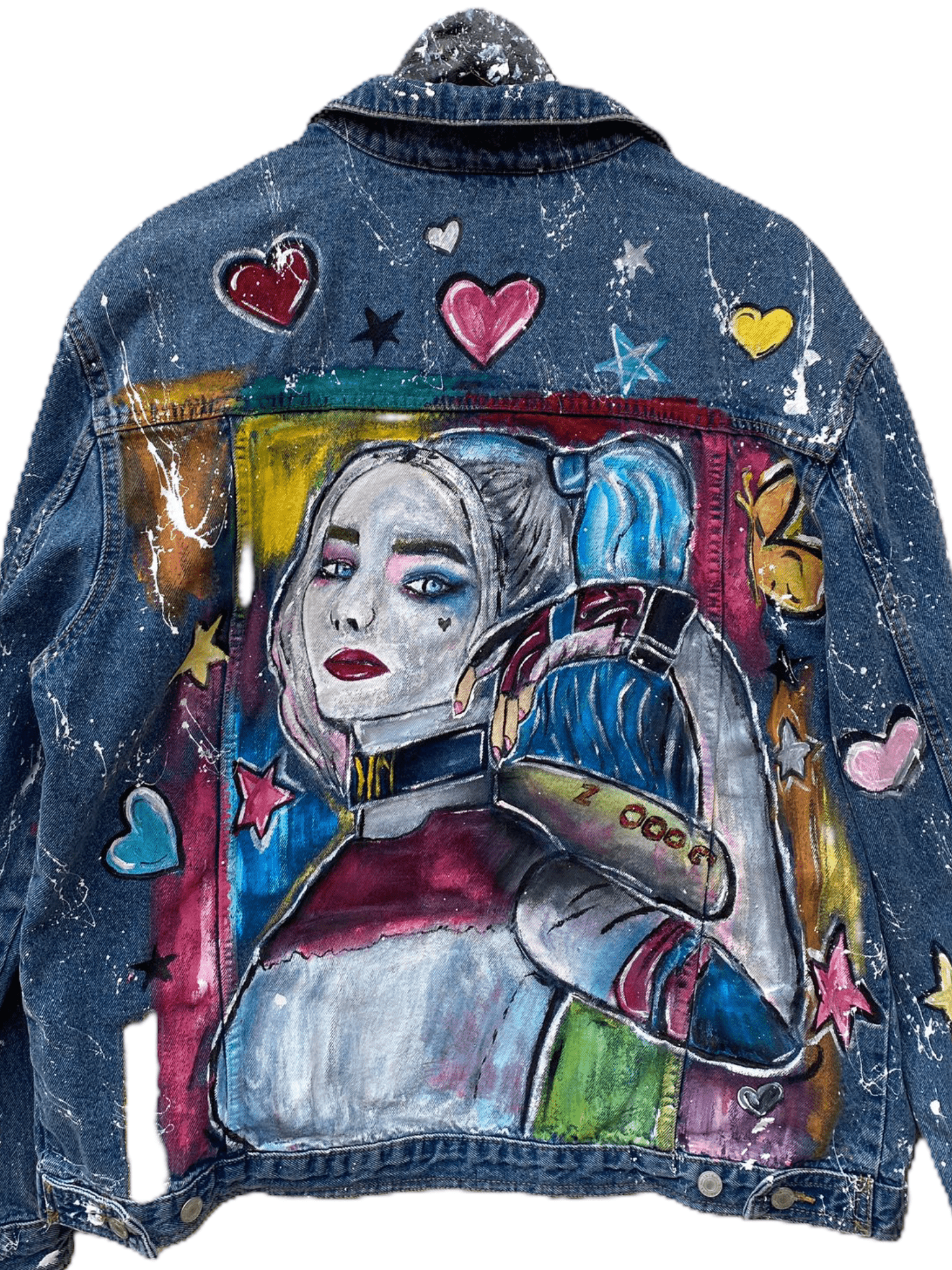 Jacheta denim handpainted - Allabout_painting