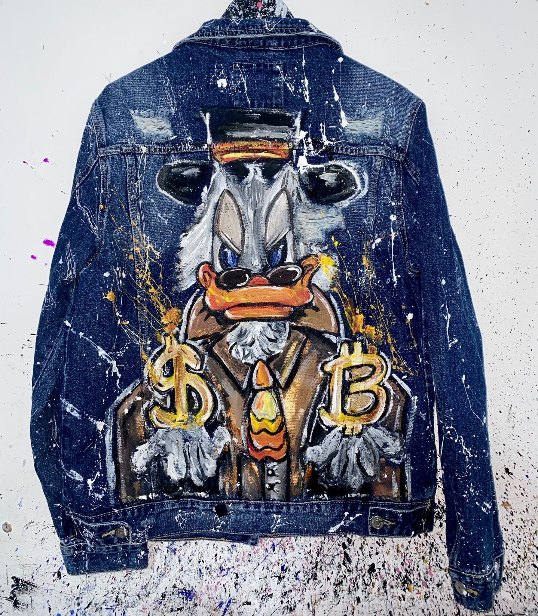 Jachetă Denim Money Duck - Handpainted Premium - Allabout_painting