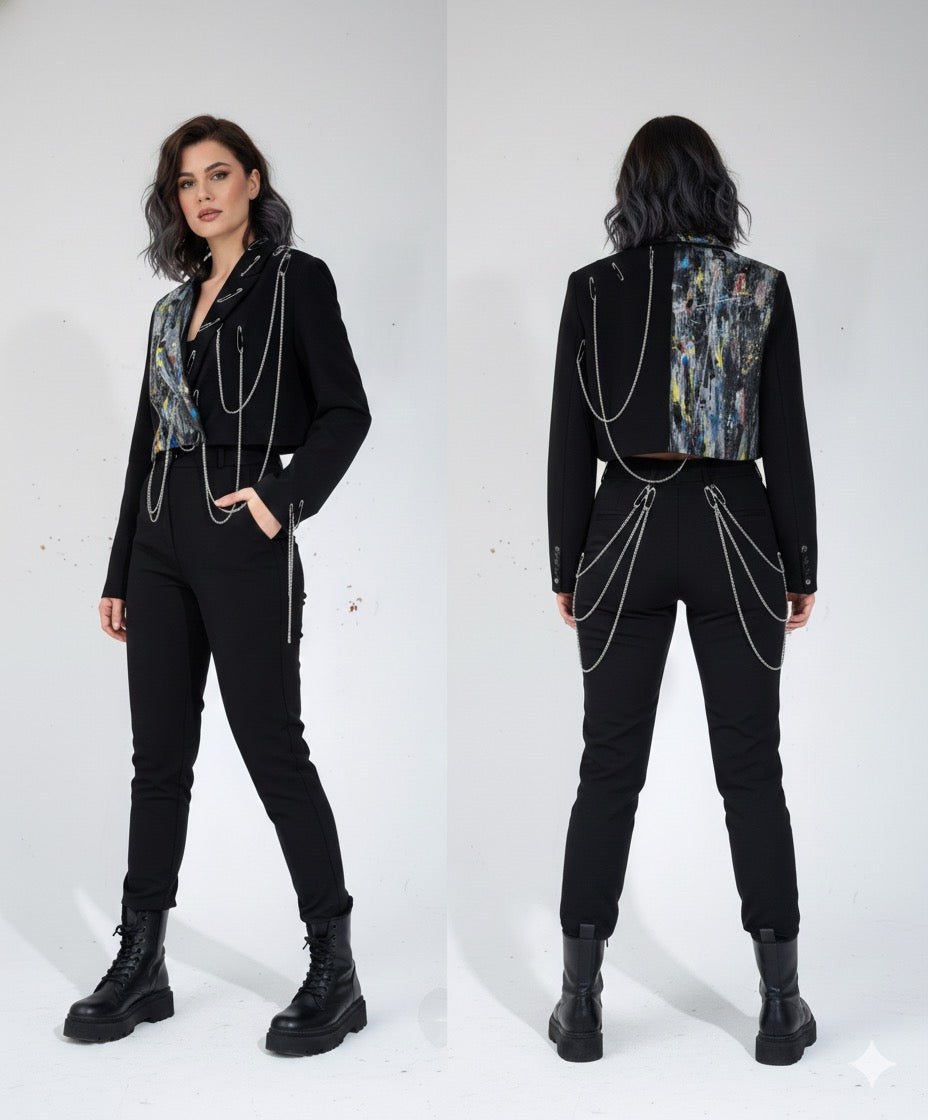 Sacou accesorizat și pictat manual - Allabout_painting