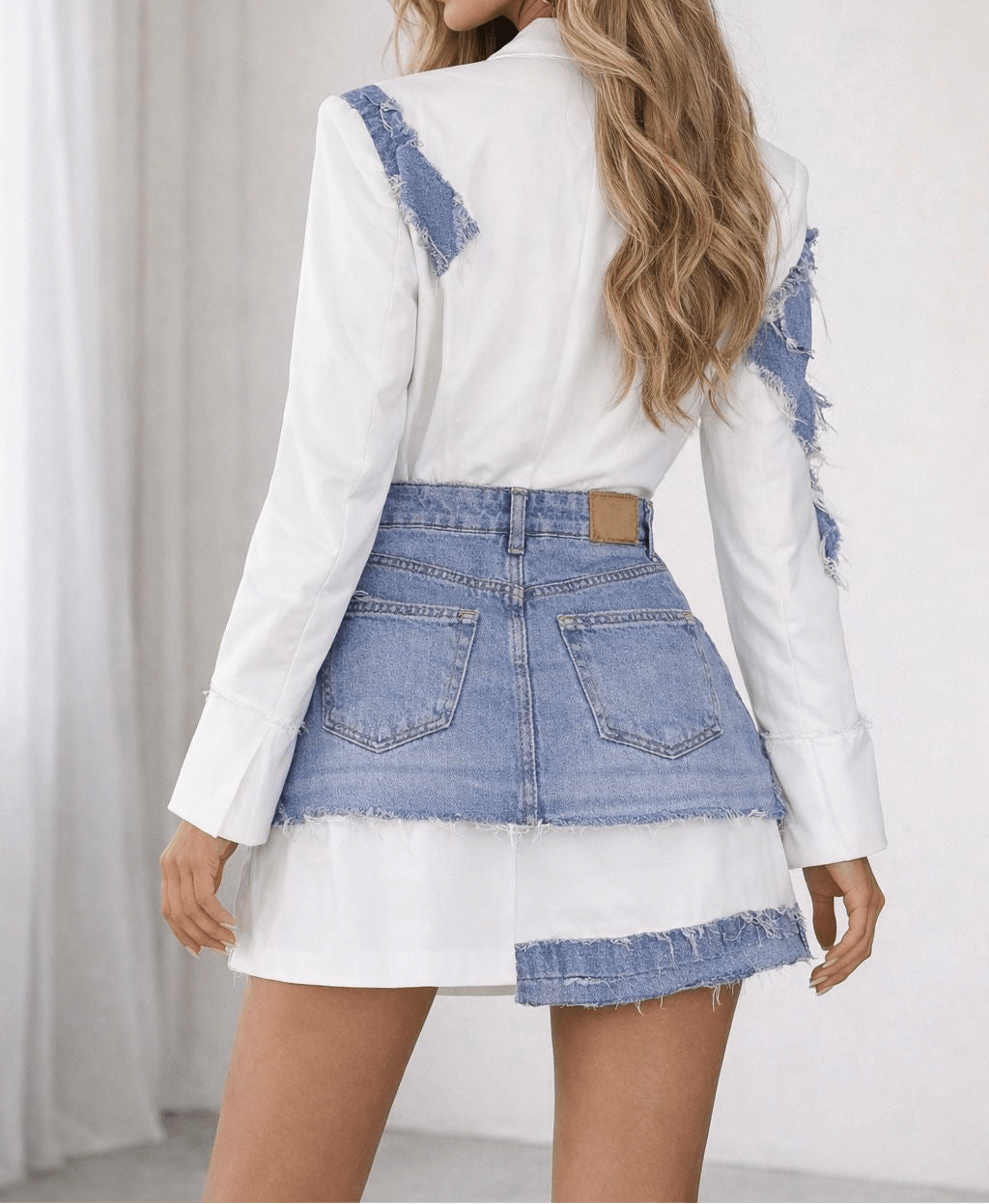 Sacou handmade cu fusta denim - Allabout_painting