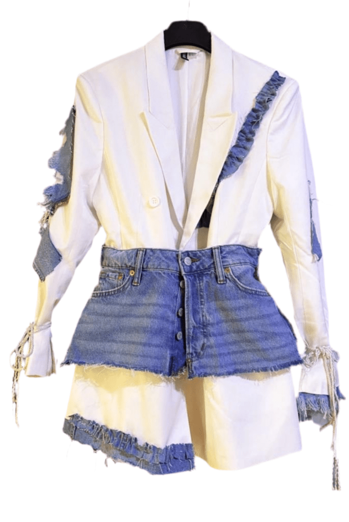 Sacou handmade cu fusta denim - Allabout_painting