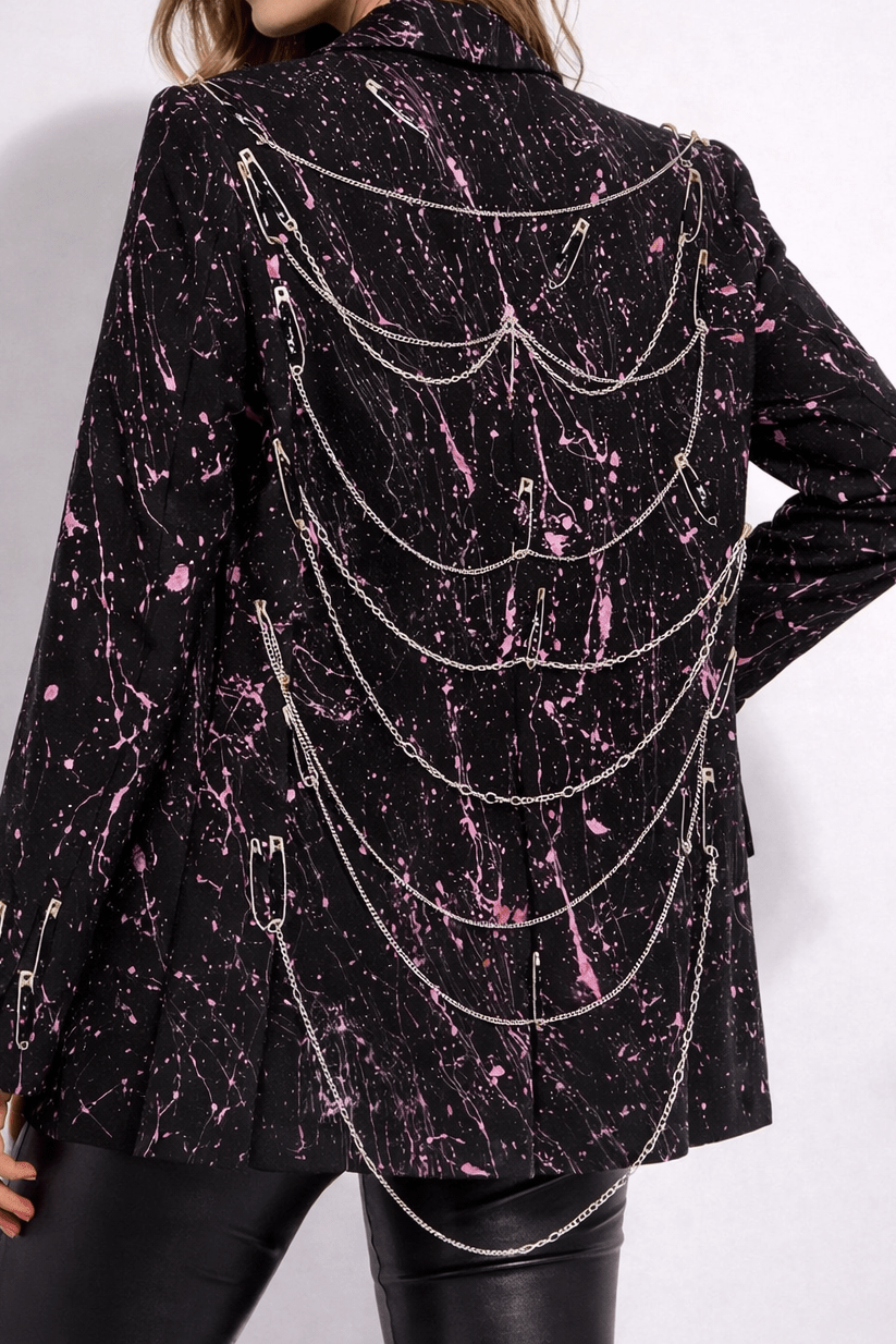 Sacou Pink Splash cu lanturi - Allabout_painting