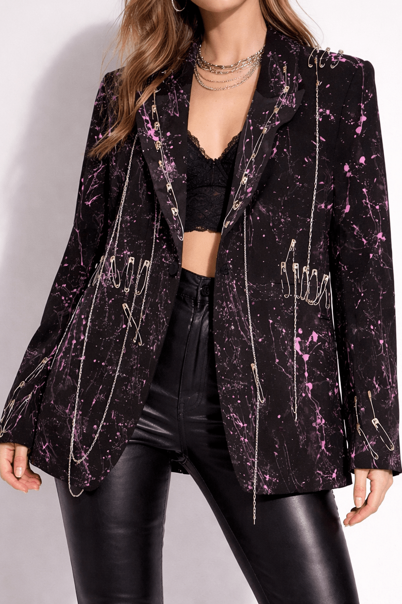 Sacou Pink Splash cu lanturi - Allabout_painting