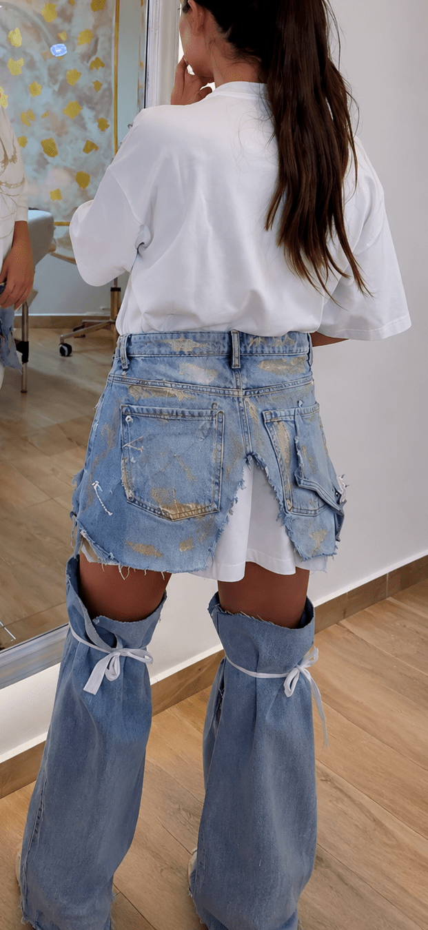 Set full outfit - tricou cu fustă și jambiere - Allabout_painting