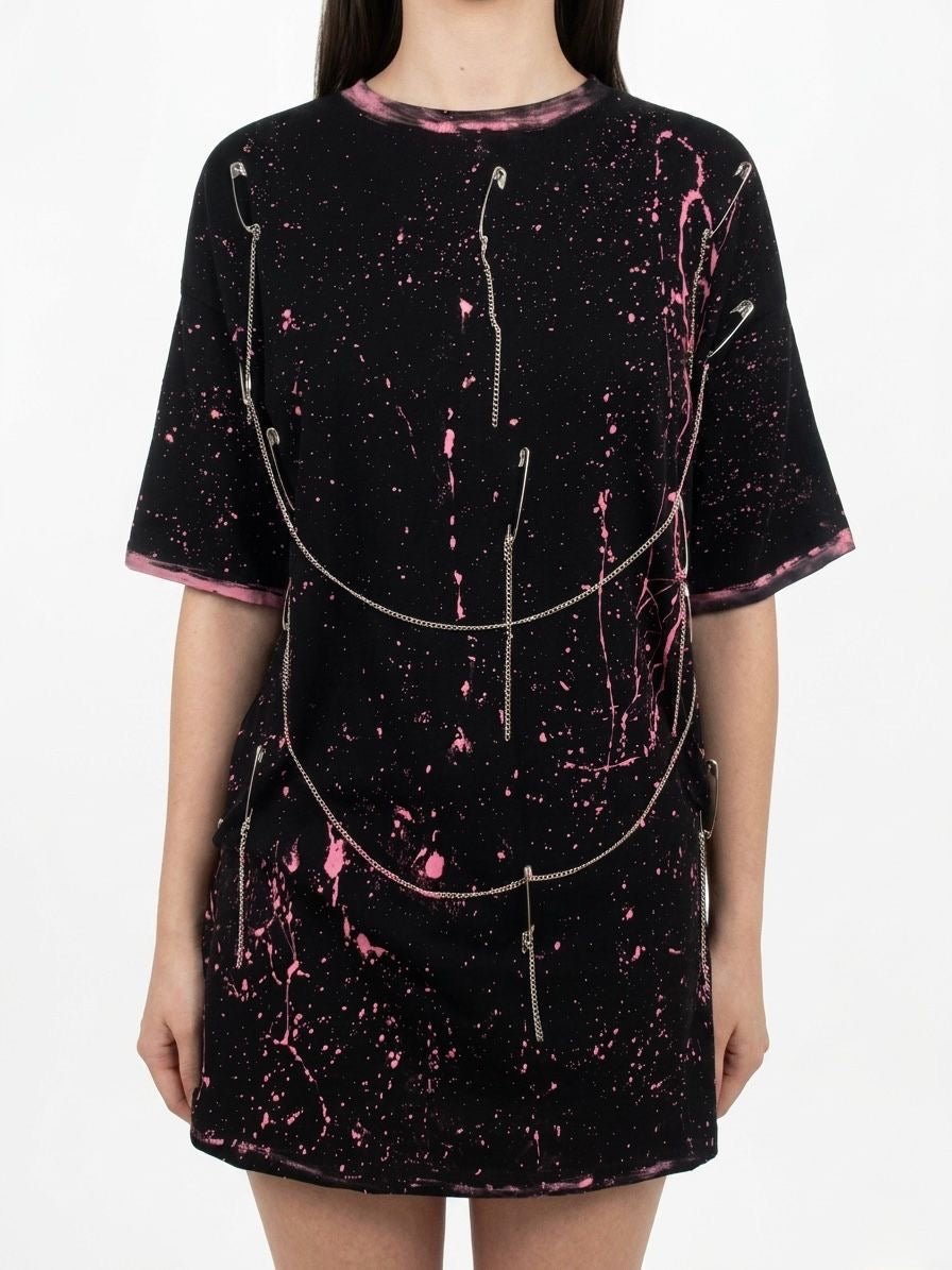 Tricou Pink splash cu lanțuri - Allabout_painting