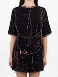 Tricou Pink splash cu lanțuri - Allabout_painting