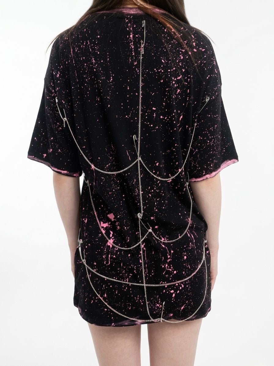Tricou Pink splash cu lanțuri - Allabout_painting